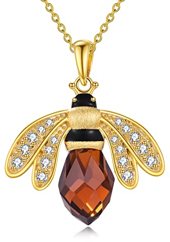 YFN Bienen-Halskette, goldgefülltes Sterlingsilber, Hummel-Anhänger, Halsketten, Schmuck, Königin, Hummel, Honig-Anhänger für Frauen und Mädchen, 45,7 cm + 5,1 cm