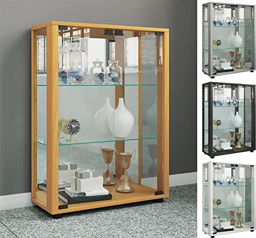 VCM Standvitrine Weiß 60x25x80 cm 2 Türen 3 Fächer Glas Holzwerkstoff