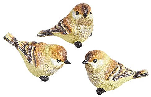 The Bridge Collection Lebensechte Vogelfiguren aus Kunstharz, 3 Stück