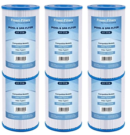 6 Pack Replacement Swimming Pool Pump Water Filter Cartridge Compatible for Bestway 3 & Intex Type A Or C Pool Water Filters