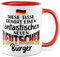 Einbürgerung Tasse Geschenk, Diese Tasse gehört einem fantastischen neuen Bürger Geschenkidee Kaffeetasse mit Spruch herzlich Kaffee-Becher Neu Deutschland Einwanderung Willkommensgeschenk (Weiß/Rot)