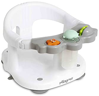 Asiento Bañera Bebe Interbaby | Fijación Ventosas Anti-resbalones | Silla Bañera Bebe Cómoda, Segura, Ergonómica | Sillón de Baño y Ducha Para Bebes > 5 meses, 26x30x38 cm, Gris
