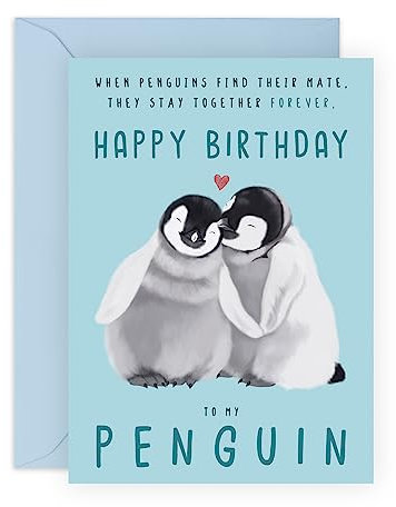 Central 23 Geburtstagskarte für den Freund – Happy Birthday Karten für Freundin – Geburtstagskarte für Ehemann – Pinguin-Geschenke für Sie – kommt mit lustigen Aufklebern – innen blanko mit Umschlag