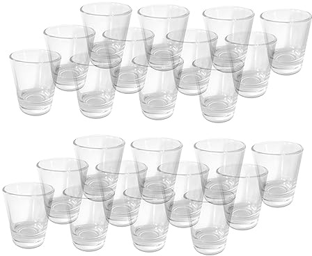 Provance 24 Stück Schnapsglas Shot Kurzer Shotgläser Tequila 2cl 4cl 20ml 40ml Vodkagläser Glas Standfest Verstärkter Boden Spülmaschinenfest Partygläser Getränkegläser
