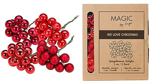 Weihnachtskugeln am Draht Glas 2cm x 144 Stück Spiegelbeeren in Kartonbox rot Mix Ruby Red
