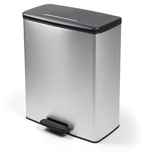 CURVER Duo Decorative Rectangular Bin 26 + 26 Litre Silver 486 x 284 x 615 mm 100 percent Recycled Material