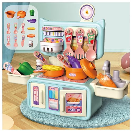 Cocina Juguete, Cocina Juguete Cocinita con Varios Accesorios Y Agua Circulante, Cocina Juguete Portatil para El Hogar,Fiesta,Navidad,Cumpleaños