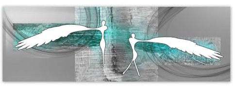 H4700M_TV1AP Papier peint intissé Motif anges Turquoise 200 x 66 cm