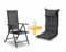sunnypillow Set Gartenstuhl und Gartenstuhlauflage Hochlehner | 120 x 50 x 9 cm Hochlehner Auflage wasserdicht UV-lichtecht | Klappsessel Klappstuhl für Garten Polsterauflagen Stuhlauflage | Anthrazit