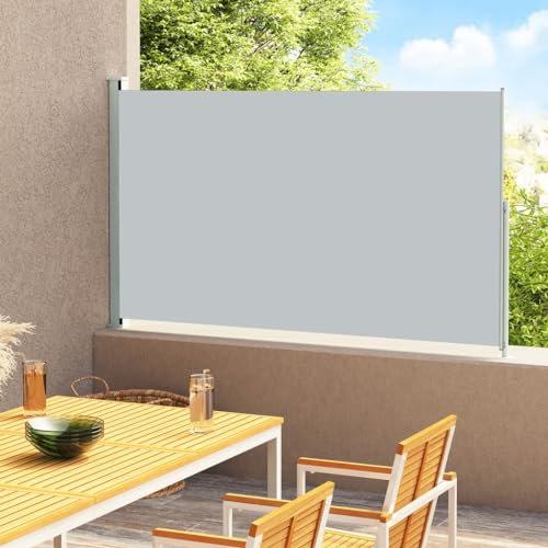 Estor Lateral, Brisa-Vista Biombo Exterior Parasol Toldo lateral retráctil Patio 220x300 cm Gris