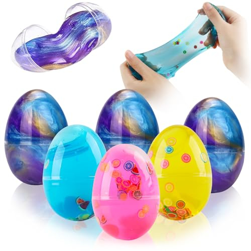 Slime Enfant, RosyFate 6 PCs œuf de Slime, Slime Fluffy Cadeau de Pâques, pour Remplir Les Paniers, Doux et Non Collant, Ensemble de Jouets Anti - Stress pour Adultes et Enfants