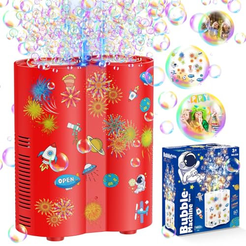 Panamalar Macchina Bolla Fuochi D'artificio, Macchina per Bolle di Sapone Automatica per Bambini 20000+ Bolla/Min,26 Fori Giocattoli Sparabolle con Luci/240ml Soluzione per Festa All'aperto Matrimonio
