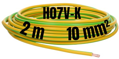 2 m Kalitec Cavo di cablaggio flessibile H07V-K 10 mm², 10 mm², cavo di cablaggio flessibile, cavo da 10 mm², cavo a filo singolo, per armadio elettrico, cavo di commutazione