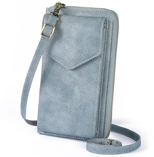 SENDEFN Crossbody Phone Bag for Women, Cross Body Handbags Phone Purse with Long Strap，Genuine Leather RFID Blocking Cell Phone Wallet