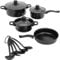 Luxshiny 7pcs Cast Iron Pots and Pans Set, Nonstick Cookware Set Cooking Pots and Pans Frying Pans Small Saucepans Induction Cookware for Home Kitchen Camping