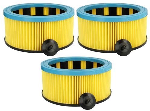 vhbw 3x Faltenfilter kompatibel mit Starmix GS 1030 P, GS 1022 HZ Plus, GS 1020 HK Staubsauger - Patronenfilter, Gelb Schwarz Blau, Abwaschbar