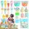25 Jouet de Plage Enfant, Silicone Kit de Jeux de Plage, Jouet Sable Enfant Plage avec Seau Pliant, Sac de Rangement pour Aux Garçons et Filles de 1 2 3 4 5 ans