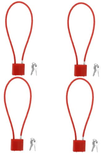 OSALADI 4pcs Metal Cable Lock for Cabinets Wardrobes Steel Wire Lock Key Secure for Motorcycle Home Use