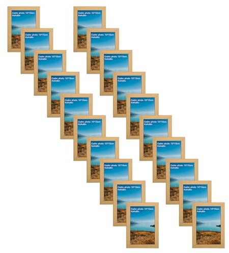 KoKoBin Bilderrahmen, 20 Stück Bilderrahmen MDF und Plexiglas Bilderrahmen für Wand- und Tischbilder. Geeignet für Poster, Wohnzimmer, dekorative Kunst (20 Pack Holz 10 x 15 cm (4 x 6 Zoll))