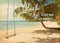 Gutsch Verlag Postkarte für Strandliebhaber – Glück ist Zeit, in der man sie vergisst – Traumhafter Strand mit Palmen und Hängematte. Perfekt für Urlaubsgrüße oder als Inspiration.