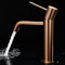 IMEX - Grifo Monomando Lavabo | Grifo Baño Mezclador Agua Fria y Caliente | Grifo para Baño Acero Inoxidable y Ahorro de Agua sobre Encimera | Serie Monza | Color Oro Rosa Cepillado