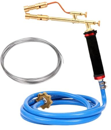 predolo Schweißbrennerkopf mit Einstellbarer Flamme, 3 m Schlauch, mit Flussmittelgefülltem Kupfer Aluminium Schweißdraht, Rutschfester Griff, 5m Schweißdraht