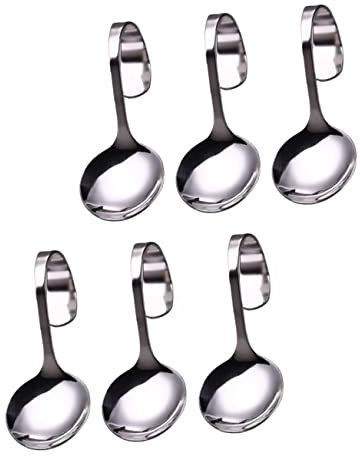COLLBATH 6st Löffel Mit Gebogenem Griff Aus Edelstahl Dessertkugeln Canape-löffel Teelöffel Salatlöffel Gebogener Löffel -rührlöffel Kinderlöffel Esslöffel Rostfreier Stahl
