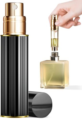 ASADAYS Parfümzerstäuber, nachfüllbar, 10 ml, tragbare Reise-Sprühflasche, auslaufsicher, Mini-Größe, Parfümzerstäuber, Bodenfüllung, Köln-Spender für Männer und Frauen (RA 10ml Schwarz)