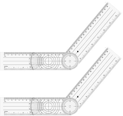 2 Stück Winkelmesser Schule,Goniometer Physiotherapie,Protractor School,PVC Medizinischer 360° Winkel Transparenter Gelenkmesser,Spinal Lineal Winkellineal für Heimarbeit,Sporttherapie,Ärzte,Studenten