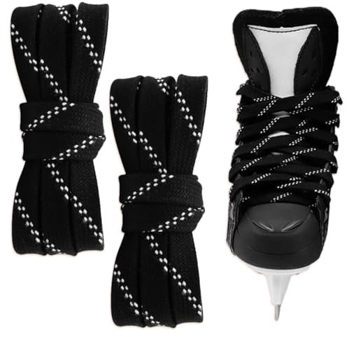 Professionelle Eishockey Schnürsenkel, gewachste Schnürsenkel Eishockey, Schnürsenkel Schlittschuhe, Anti-Gefrieren, Anti-Brüche, Schnürsenkel für Sport, Skifahren, Hockey (schwarz, 96 Zoll)
