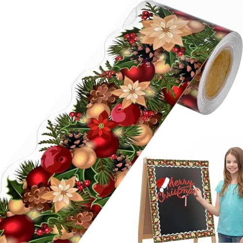 Syiyunran Decorative Washi Tape Christmas - 1 rotolo, Larghezza 7,5 cm, Adesivi per Bordi Decorazioni Natalizie, Abbellimento di Diari, Scrapbooking, Crafting, Pianificazione