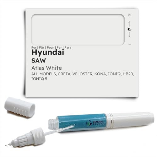 Genuine Colors Lackstift Atlas White Saw für Hyundai Weiß Creta Veloster KONA IONIQ HB20 5