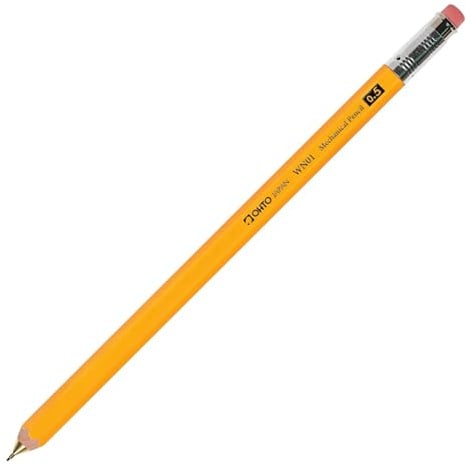 OHTO WN01 Wooden Mechanical Pencil, 0.5mm Fine Point, Standard Long Barrel, Yellow Body, Made from Incense Cedar, WN01-SP5-YL