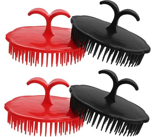 Healvian 4stücke Handheld Haarreinigungsbürste Ergonomische Kopfhautpflegebürste Für Sanfte Massage Und Schuppenentfernung Schwarz Und Rot Geeignet Für Haartypen