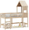 Gecheer Hochbett Etagenbett mit Lattenrost Kinderhochbett Doppelstockbett, mit Leiter und Dach 90x190 cm Massivholz Kieferb