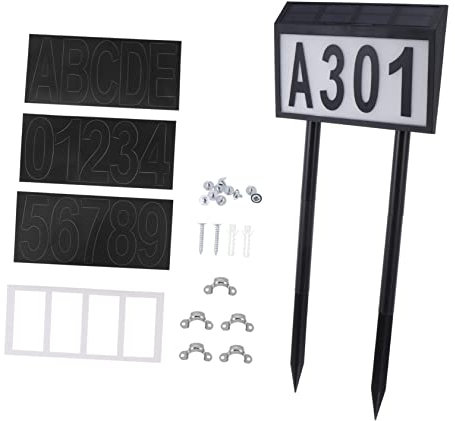 OSALADI 1 Set Solar House Number Light House Sign with Solar Light Door Number Plaques Address Sign Lighting for Garden Outdoor