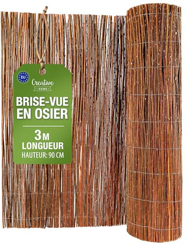 Creative Home Brise-vue en Saule pour Balcon et Terrasse 90 x 300 cm (H x L) | Clôture Naturelle | Canisse en Saule | Protection Solaire Balcon | Protection contre le Vent | Coupe-Vent Patio