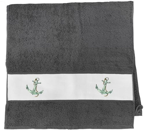 Huuraa Handtuch Anker Anchor Geschenk 50x100cm Graphite Baumwolle Anker Präsent