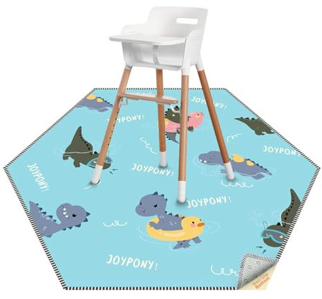 Qhydz Thick-Hexagon Dinosaur Pattern 51x51 Waterproof Splat Mat with Anti-Slip Bottom, Baby Mess Mat for Mealtime/Playtime/Picnic, Easy Clean
