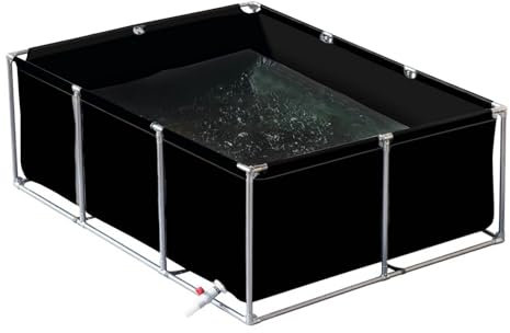 uofgcru Laghetti da Giardino Fuori Terra,Piscina da Esterno,laghetto per Pesci in Tela con Staffa, Piscina Semplice per Piscina Giardino per Laghetti, Fontane(Black-1×1×0.8m)