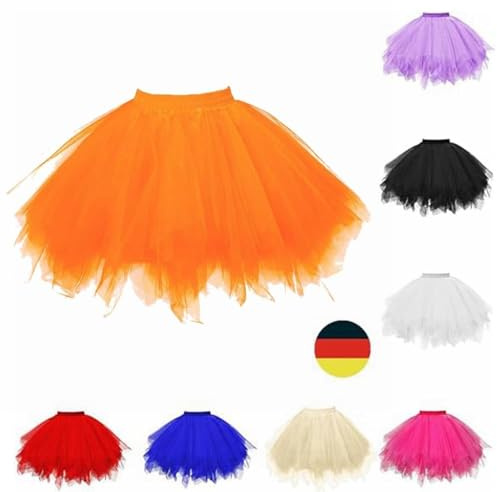Tüllrock Damen Karneval Klassisch Elastisch Kostüm Tüllrock 50er Tütü Rock Kurz Ballett Unterrock Crinoline Petticoat Tutu