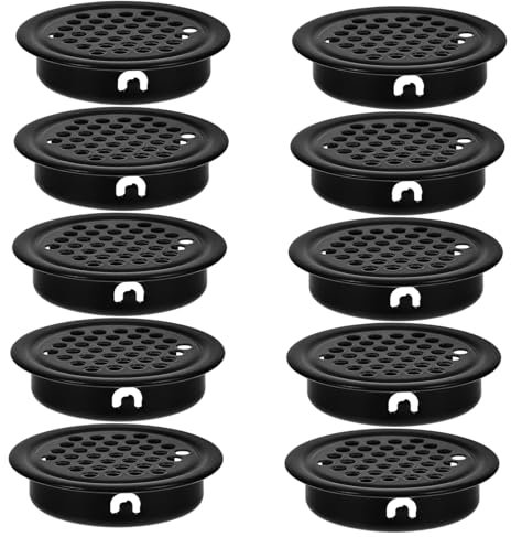 HOMSFOU 10pcs Extractor Fan Vent Cover Black Cabinet Cover Ac Vent Heat Emission Hole