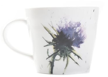 Meg Hawkins Thistle Floral Watercolour Design New Bone China Mug in Box