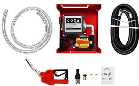 Bomba diesel, 230 V, bomba de aceite calefactor premium, bomba de aceite autocebante, estaciones de servicio móviles, con mangueras y pistola de combustible, mango para patio, gasolinera, sistema de