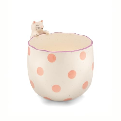 Sass & Belle Peeking Cat Planter - Indoor Plant Pot, Animal Design for Cactus or Succulent, Ceramic plant pots for Home Decor, Flower Pot Designed by Sass and Belle