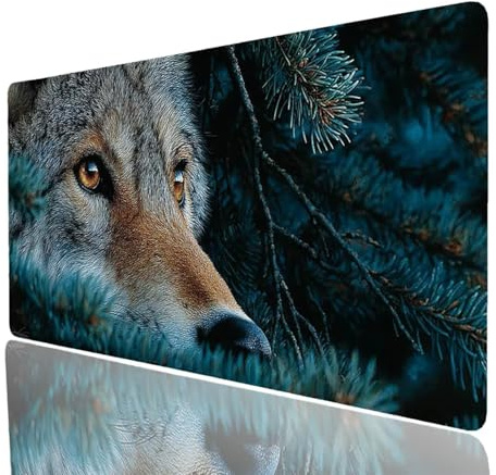 Tapis de Souris Loup Imperméable Tapis Souris XXL 1000x500x3mm, Gaming Mouse Pad Arbre Cousez Les Bords Base en Caoutchouc Antidérapante, Mouse Pad pour Ordinateur Portable Clavier Gamer Model-7716