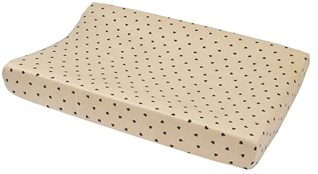 Meyco Wickelauflagenbezug 50x70cm Jersey Spannlaken Sweet Heart Soft Sand | 100% Baumwolle -Wickelunterlage - Oeko Tex zertifiziert - kuschelig weich & hautfreundlich - waschbar & trocknergeeignet