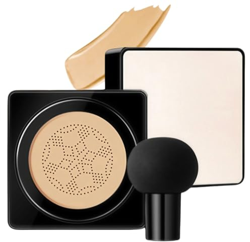 Luvie Glow Foundation Cushion,Mushroom Head Air Cushion CC Cream,Bb Cream Face Makeup Foundation,Even Skin Tone,Moisturizing Concealer Brighten Long-Lasting,For All Skin Types (Nude)