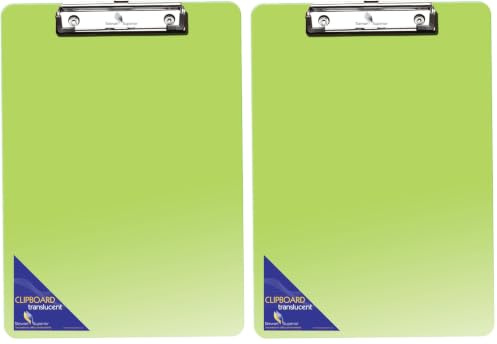 SECO A4 Plastic Translucent Clipboard - Green (Pack of 2)