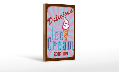 FEMER Holzschild Reklame 12x18 cm Delicious Ice Cream sold here Deko Schild